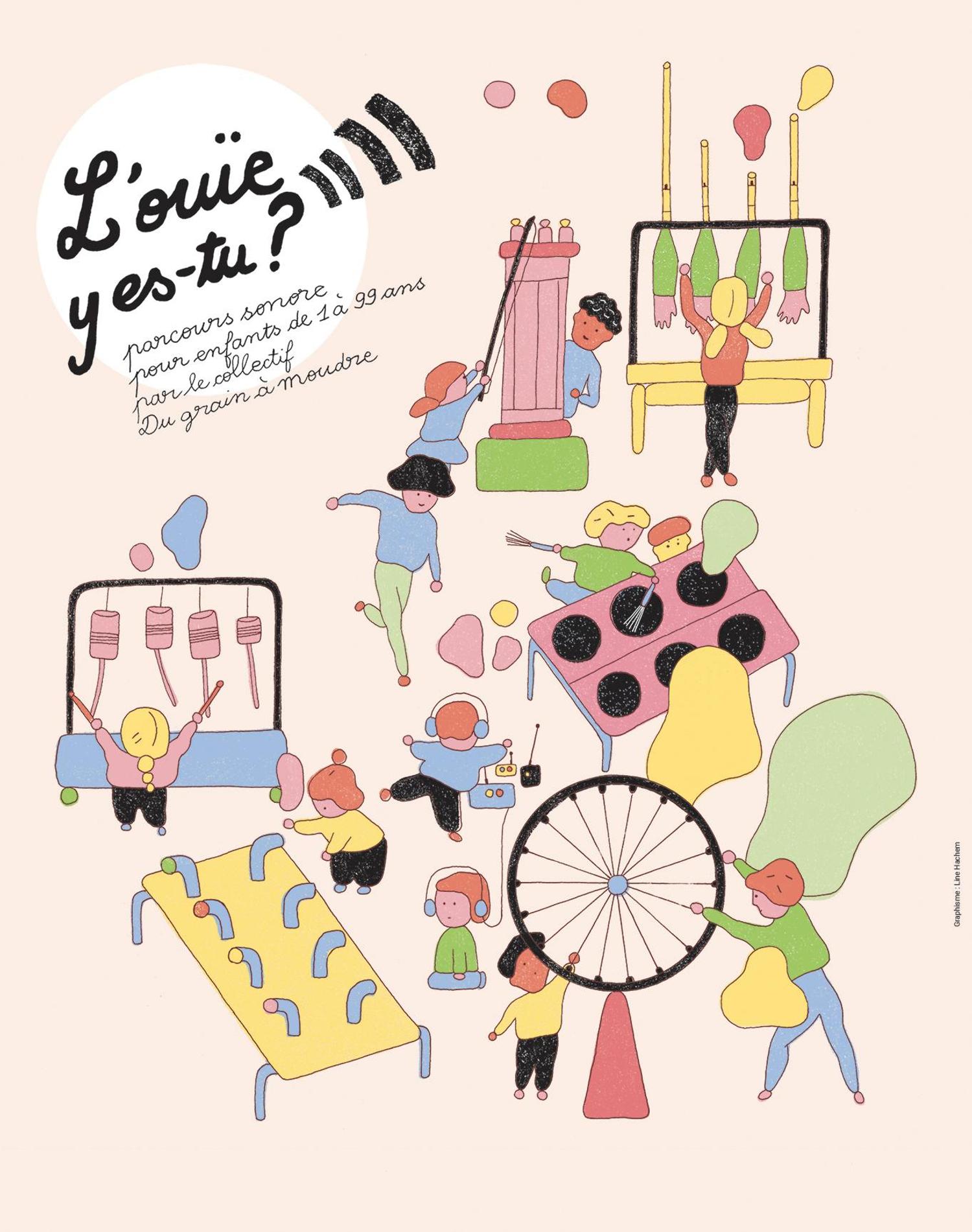 Affiche L'Ouïe y es-tu ? - création collective 2016 ©Du grain à moudre